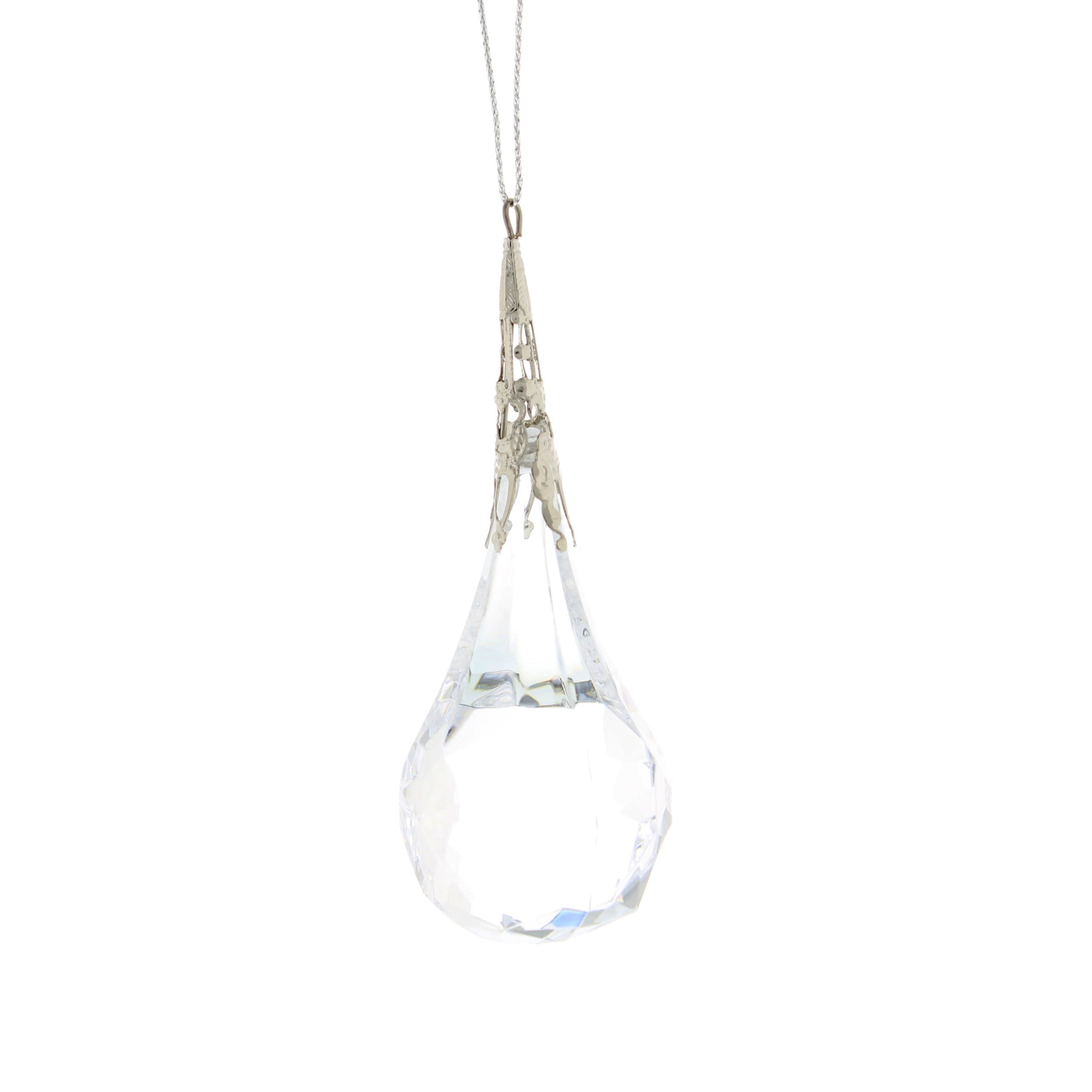 9cm clear acrylic large facet drop hanging decoration