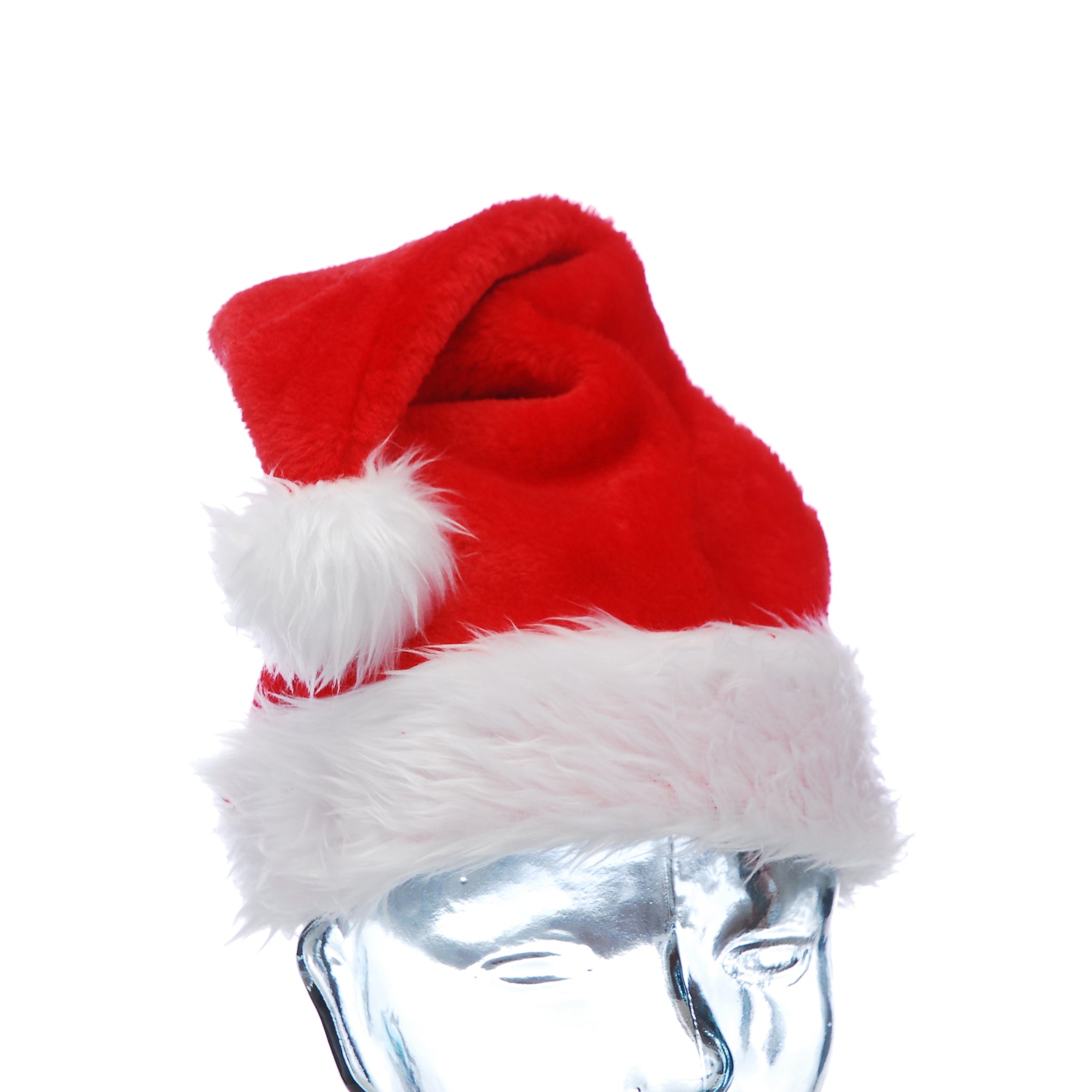 41cm red plush santa hat with white fur trim