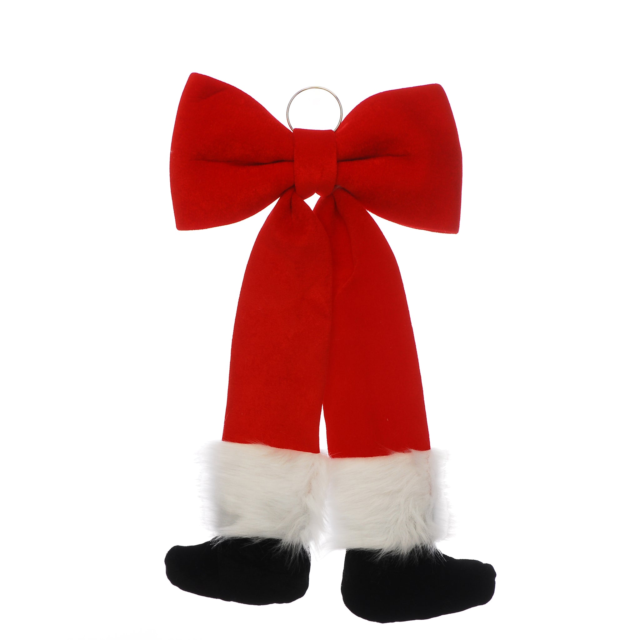62cm red velvet santa legs bow
