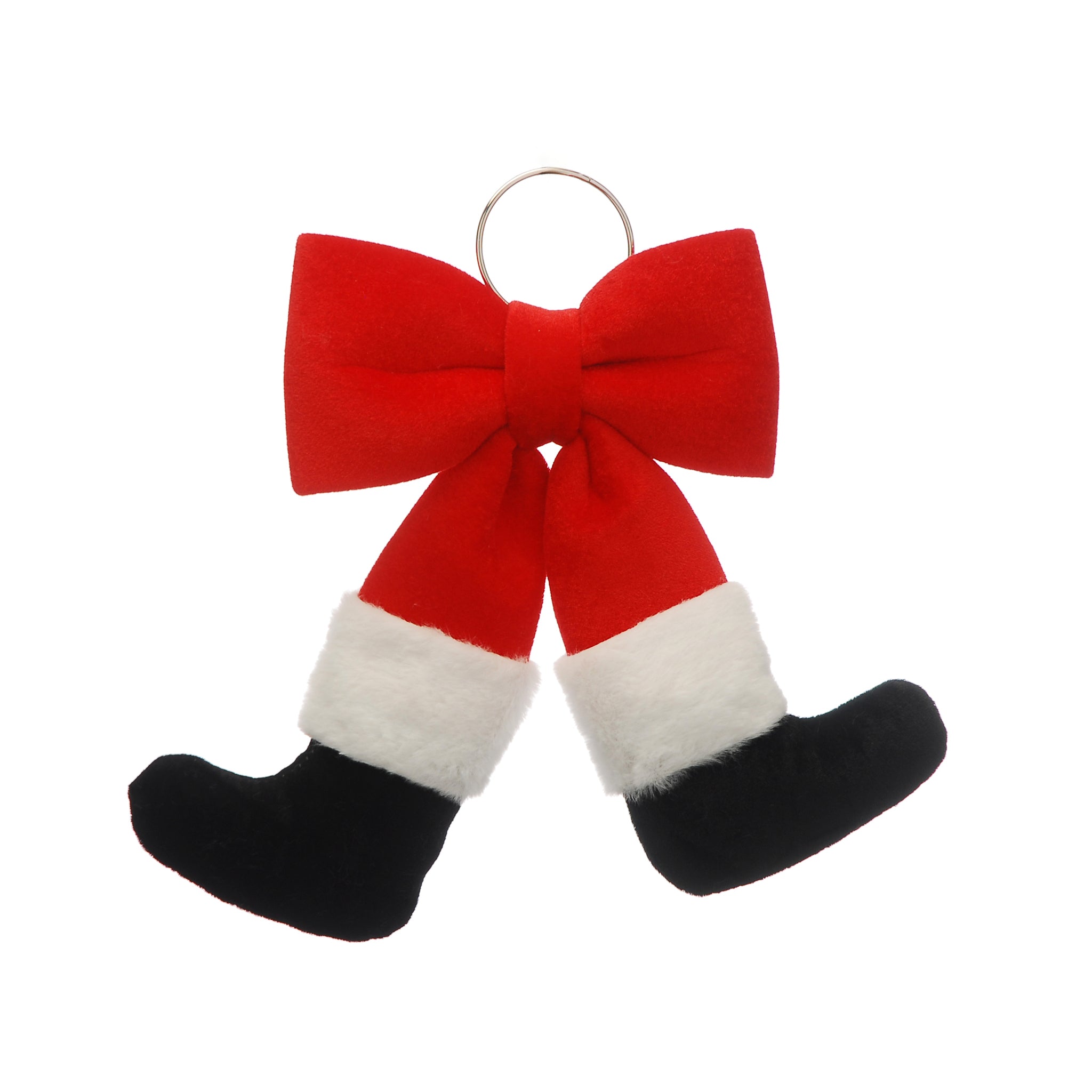 30cm red velvet santa legs bow