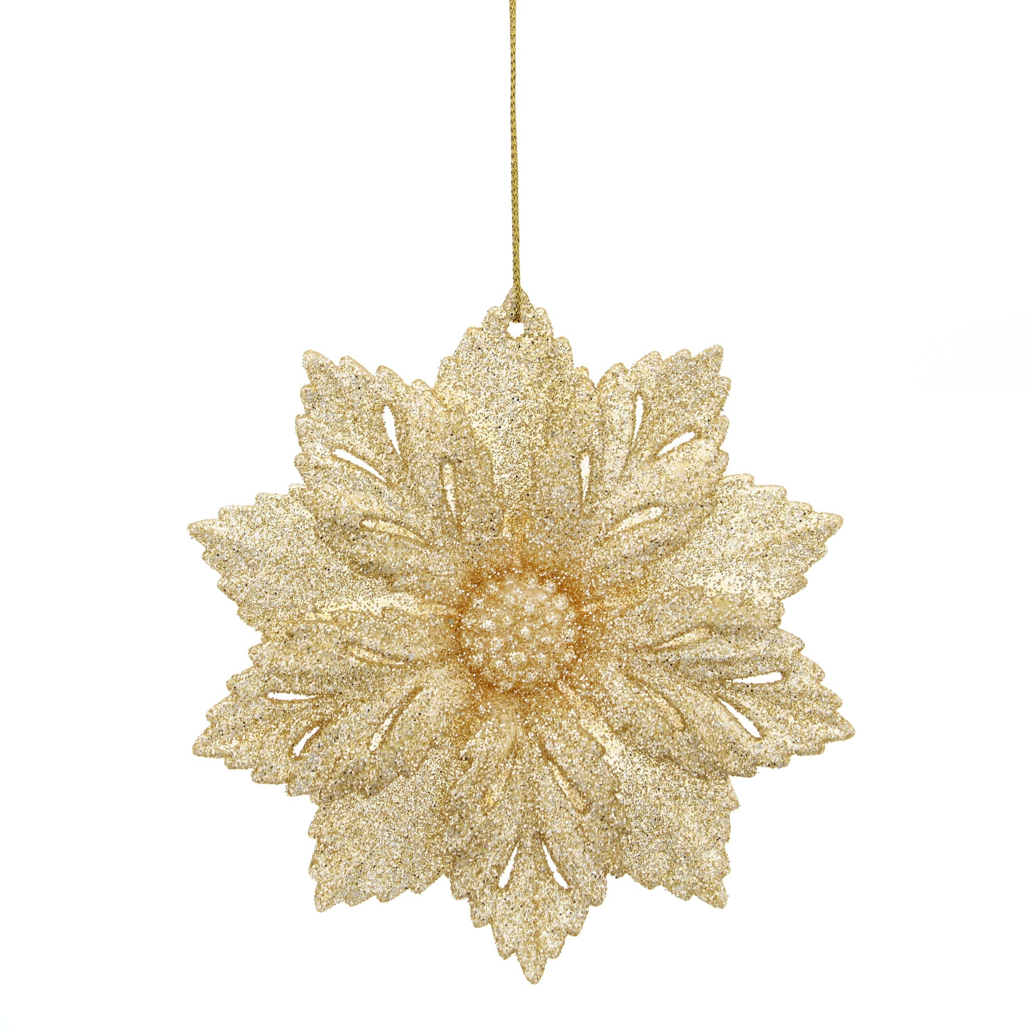 11cm champagne gold poinsettia hanging decoration