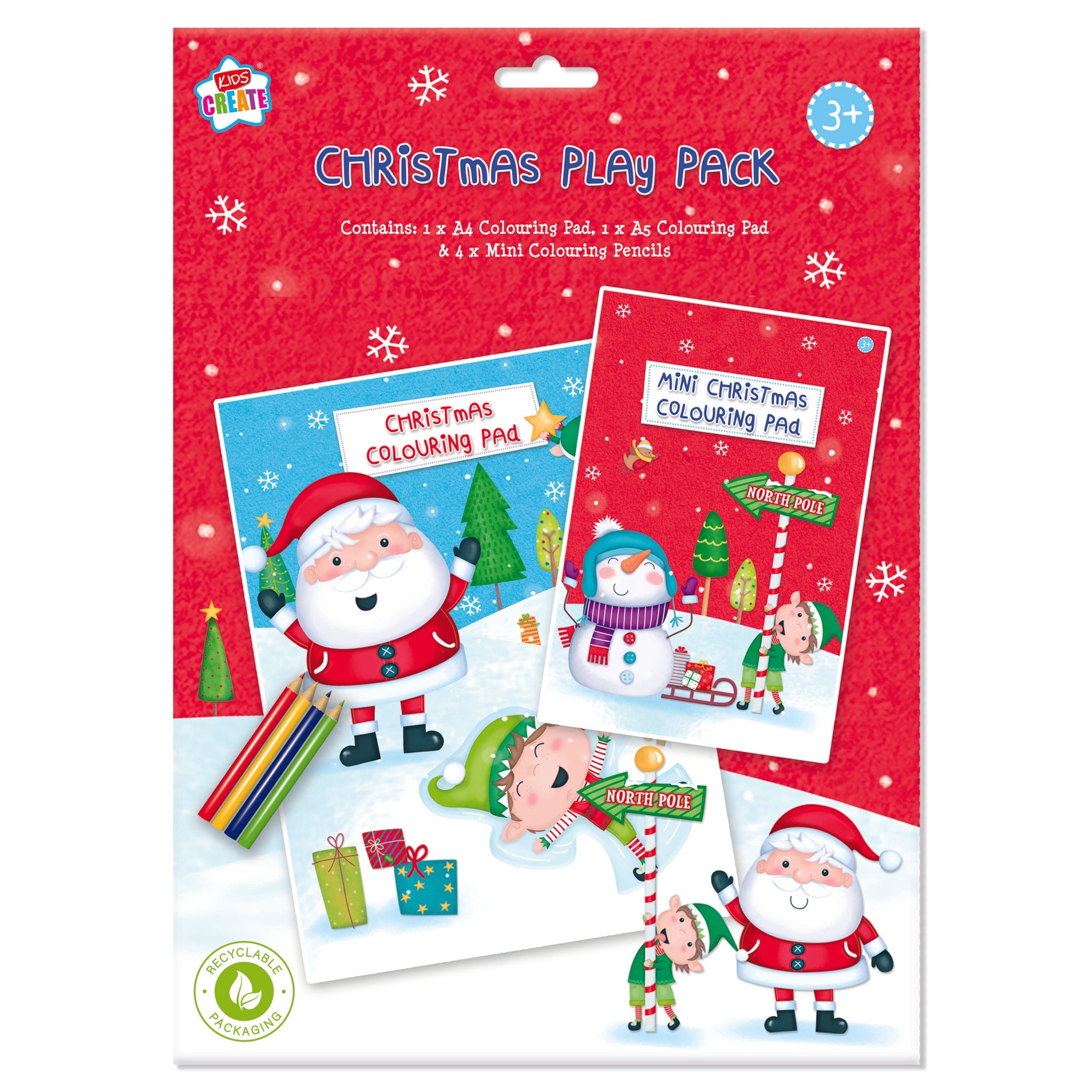 christmas play pack with pencils