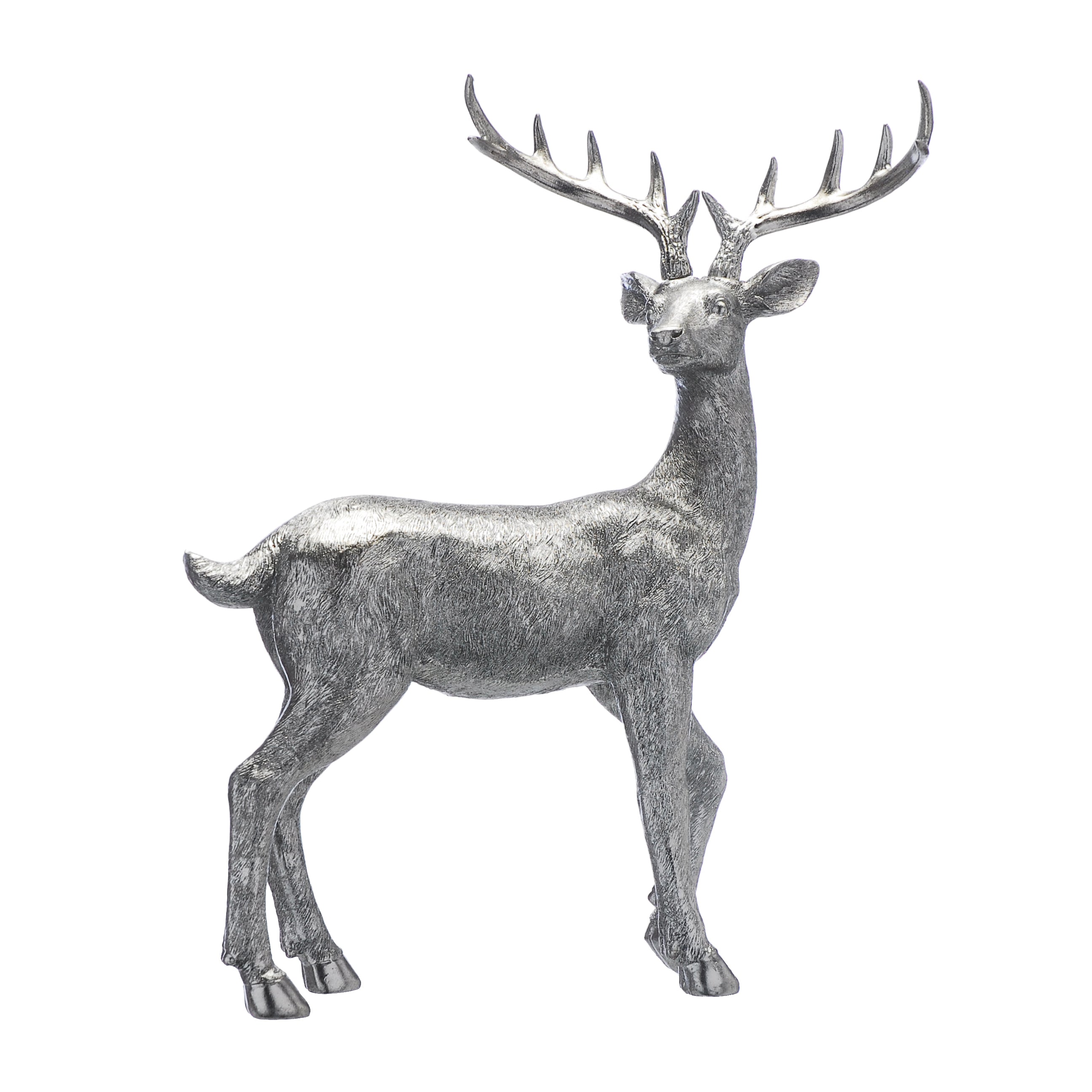 55cm standing polyresin silver deer