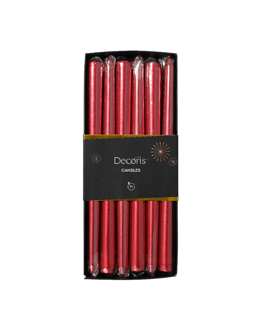 Dinner candle paraffin metallic - red