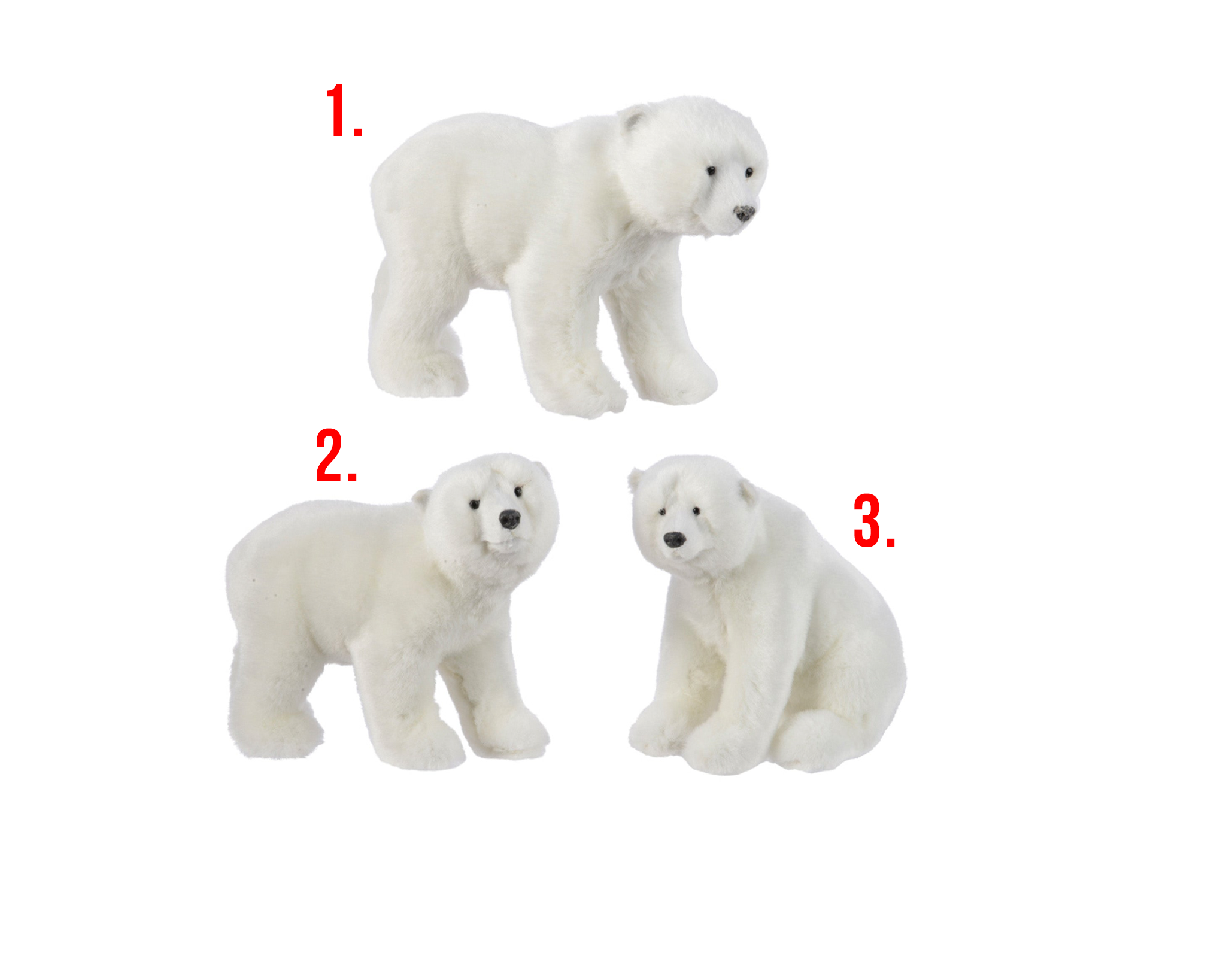 Polar bear plastic standing 3ass - white