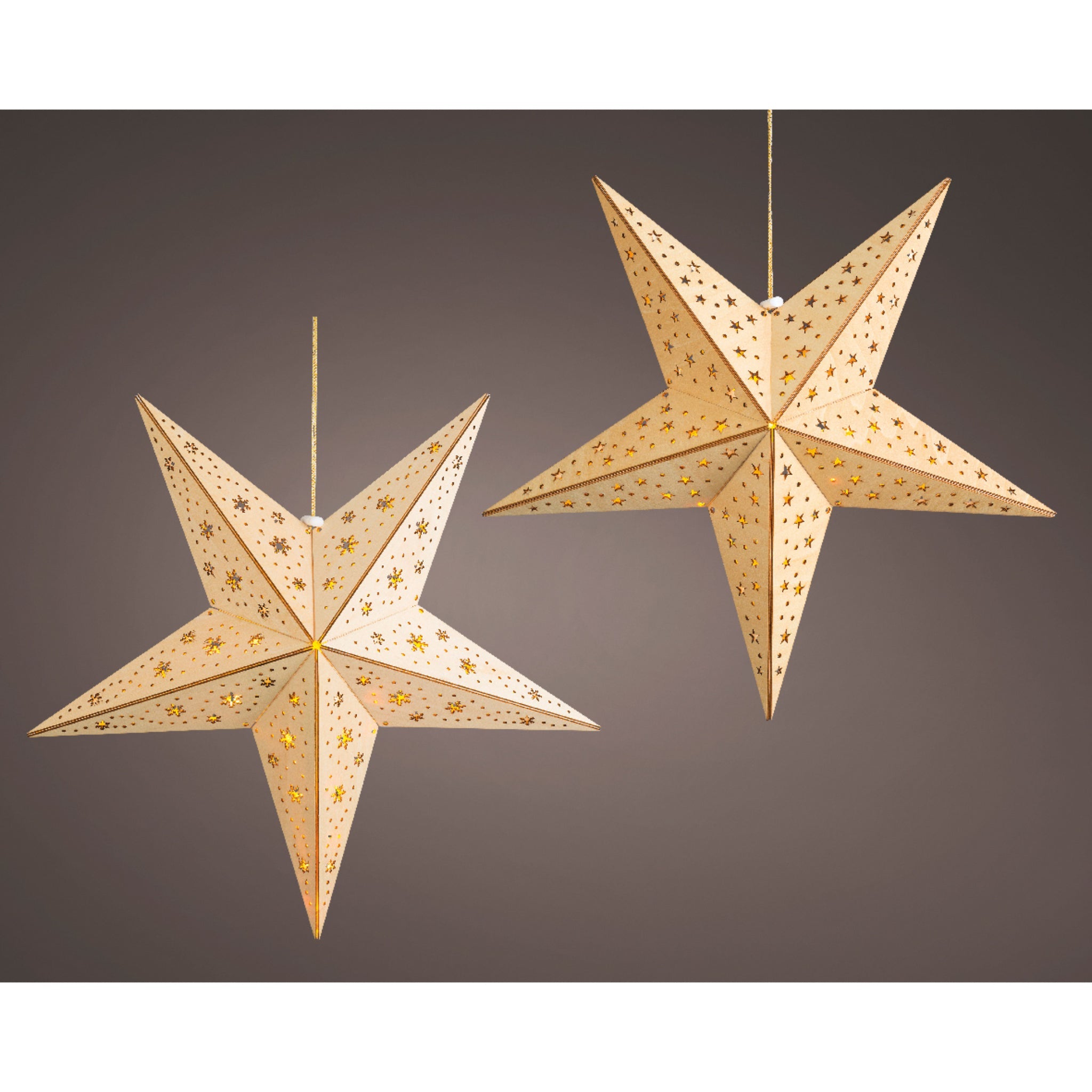 LED star wood star steady BO indoor 2ass  natural/warm white - L.17cm x W.60cm x H.60cm