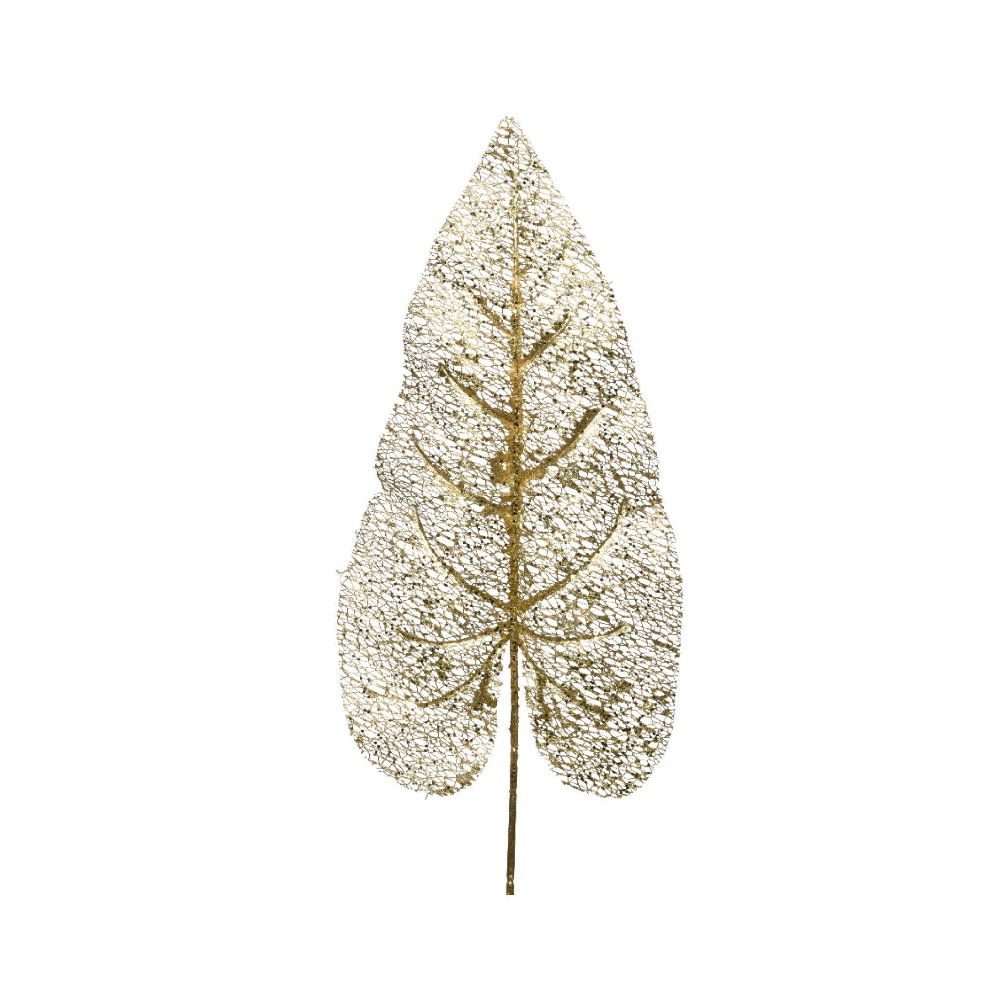 Spray lily leaf on stem polyester - gold